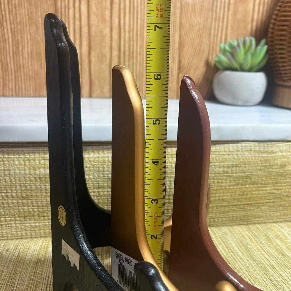 Elegant Black, Brown, and Gold Display Easels 7” 6”